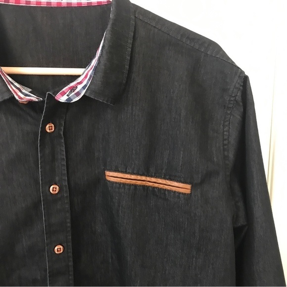 Coof Andy charcoal black button down long sleeve shirt - Picture 4 of 11